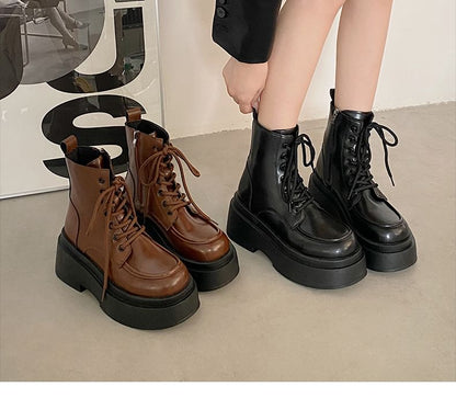 Lace-Up Platform Short Boots SpreePicky