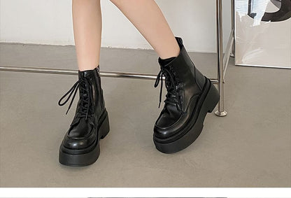 Lace-Up Platform Short Boots SpreePicky