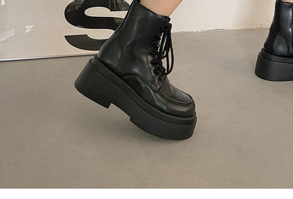 Lace-Up Platform Short Boots SpreePicky