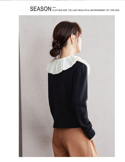 Long Sleeve Ruffle Collar Button Cardigan mySite