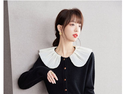 Long Sleeve Ruffle Collar Button Cardigan mySite