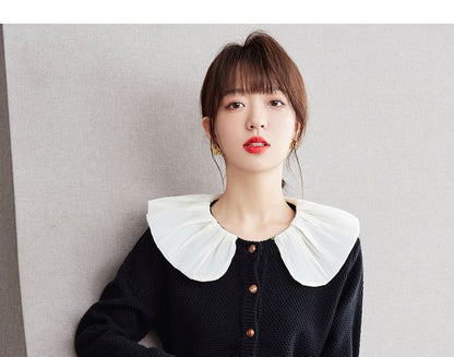 Long Sleeve Ruffle Collar Button Cardigan mySite