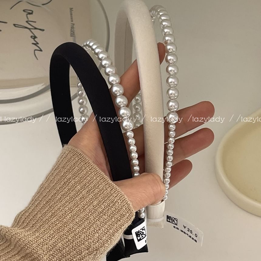 Faux Pearl Double Layer Headband SpreePicky