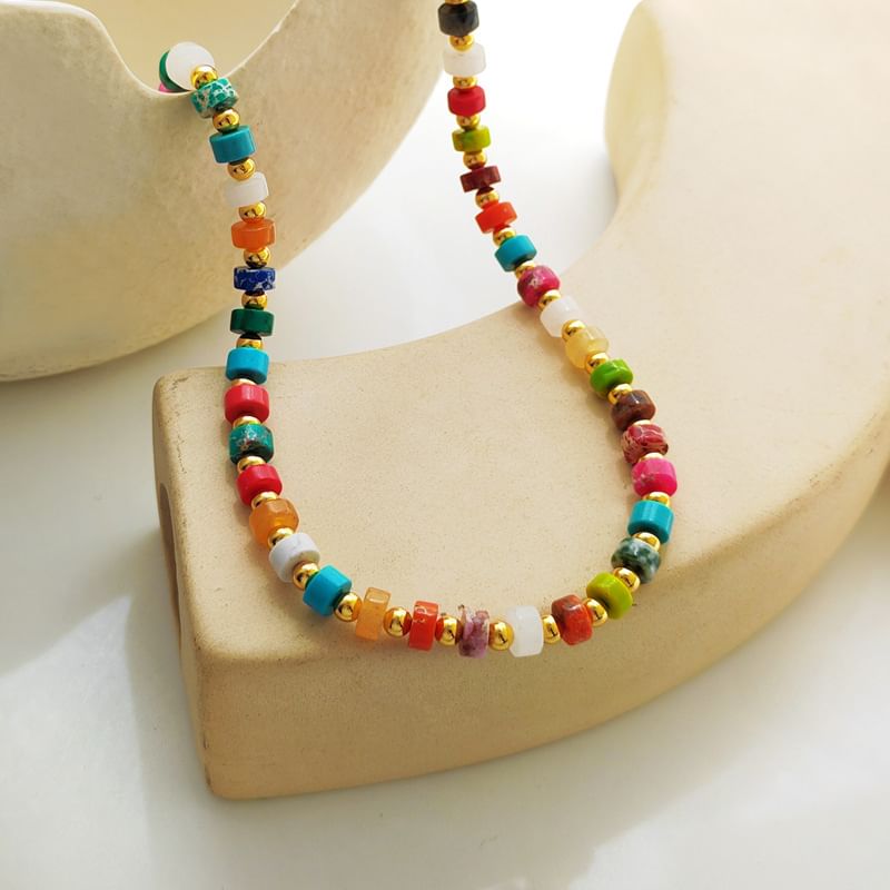 Rainbow Bead Necklace SpreePicky