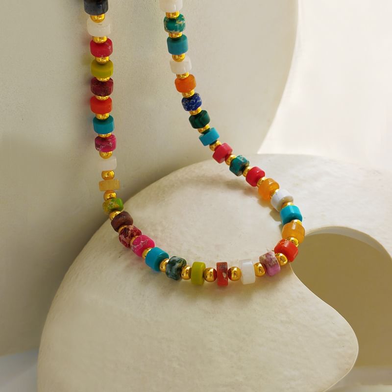 Rainbow Bead Necklace SpreePicky