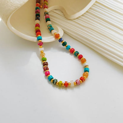 Rainbow Bead Necklace SpreePicky