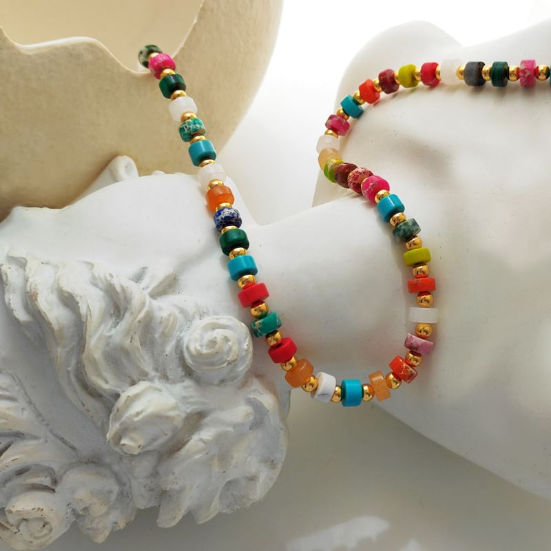 Rainbow Bead Necklace SpreePicky