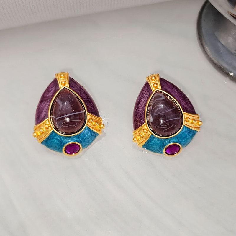 Gemstone Glazed Stud Earring SpreePicky