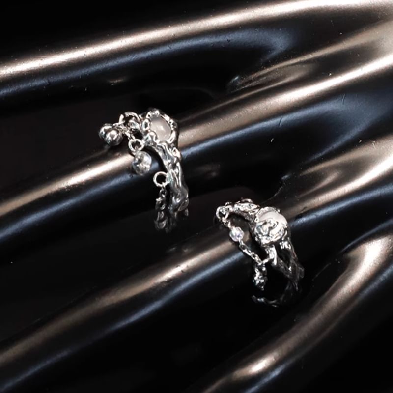 Moonstone Irregular Alloy Open Ring SpreePicky