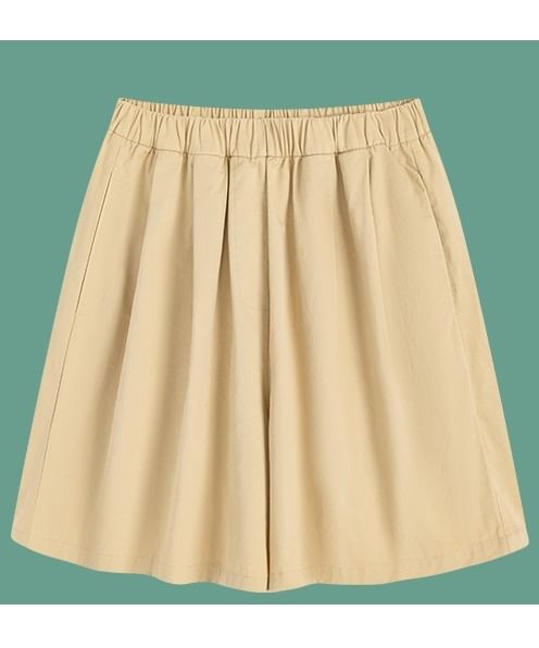 High Rise Plain Pocketed Wide Leg Shorts SpreePicky