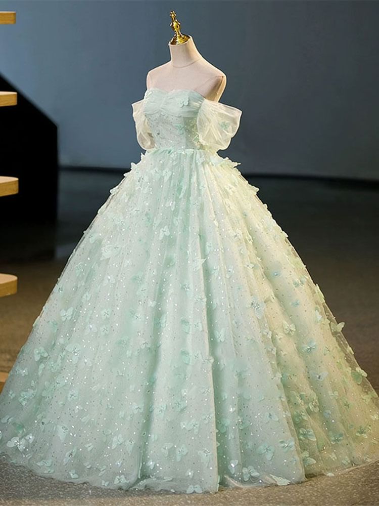 Off Shoulder Butterfly A-Line Evening Dress FashionChic