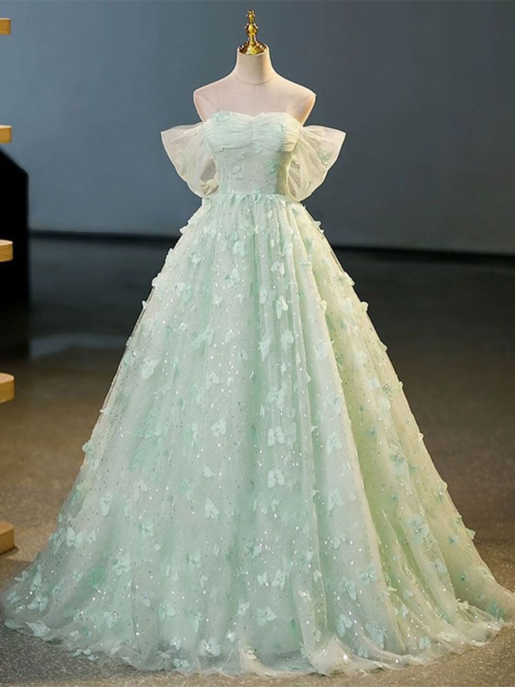 Off Shoulder Butterfly A-Line Evening Dress FashionChic