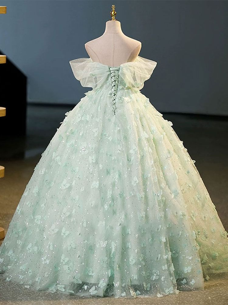 Off Shoulder Butterfly A-Line Evening Dress FashionChic