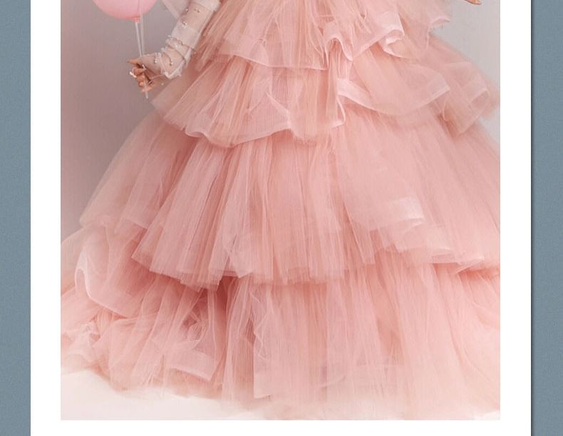 Strapless Tiered Tulle Evening Ball Gown FashionChic