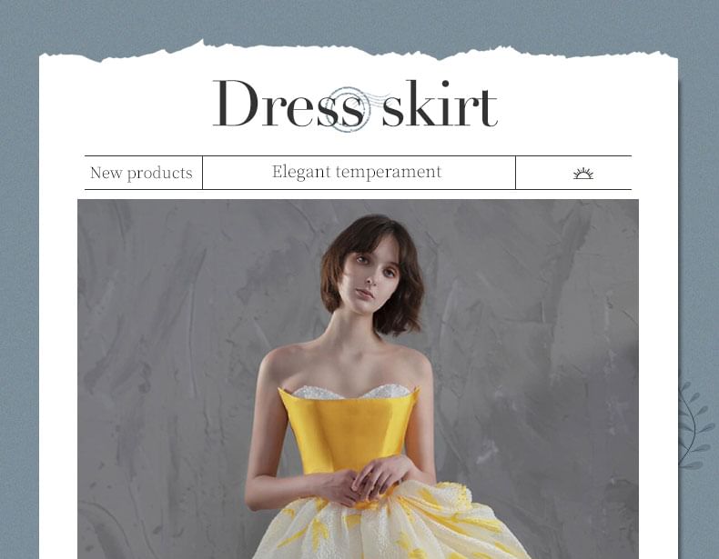 Strapless Floral Print A-Line Evening Gown FashionChic