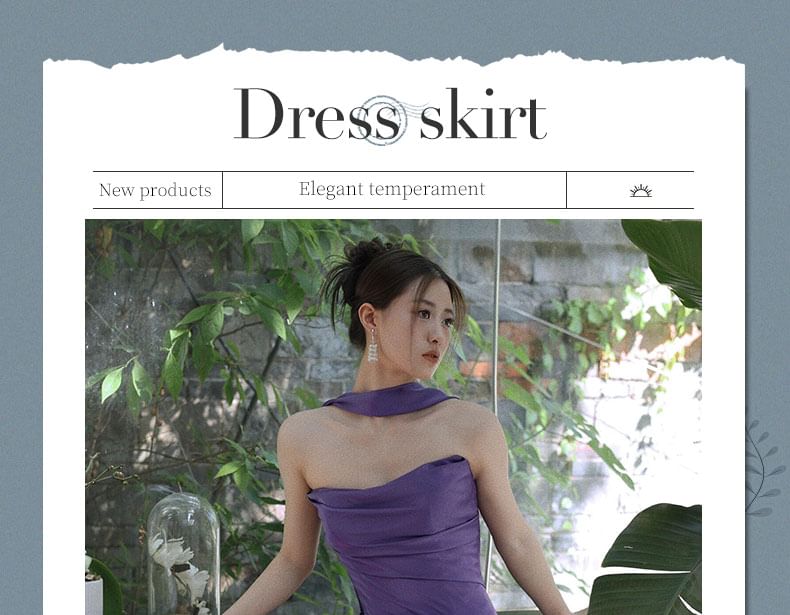 Strapless Plain Ruched Midi Sheath Dress FashionChic