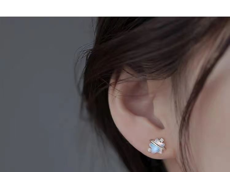 Star Resin Rhinestone S925 Sterling Silver Stud Earring SpreePicky