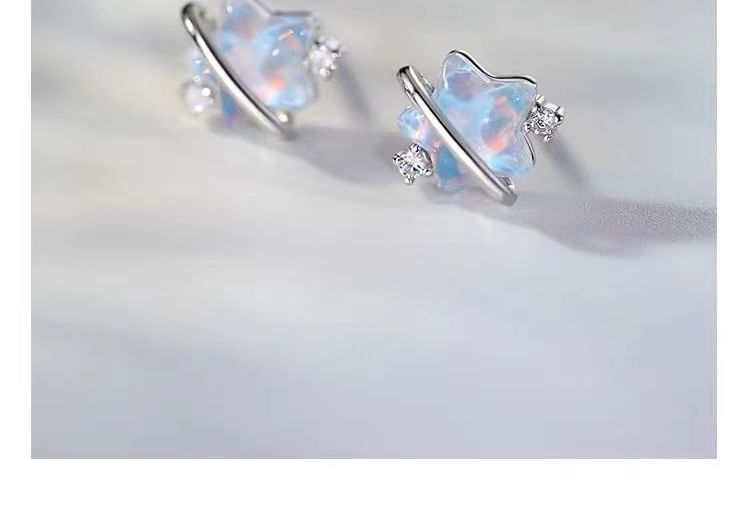 Star Resin Rhinestone S925 Sterling Silver Stud Earring SpreePicky