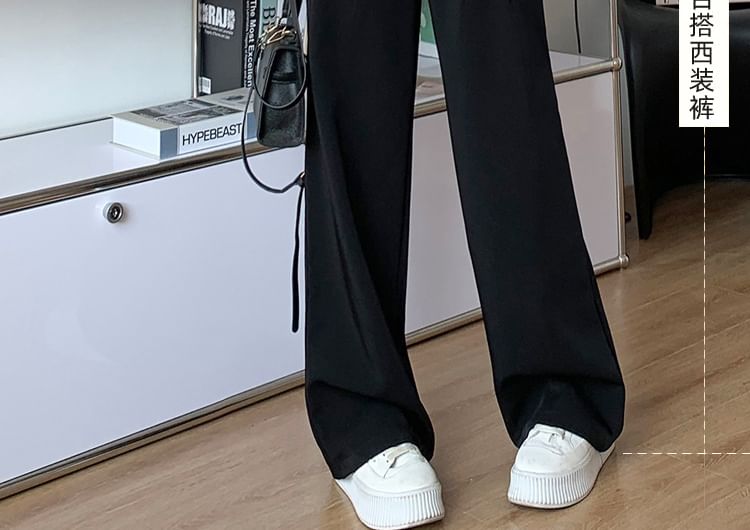 Pleated Pants Wide High Leg Suit Striped Waist FashionChic