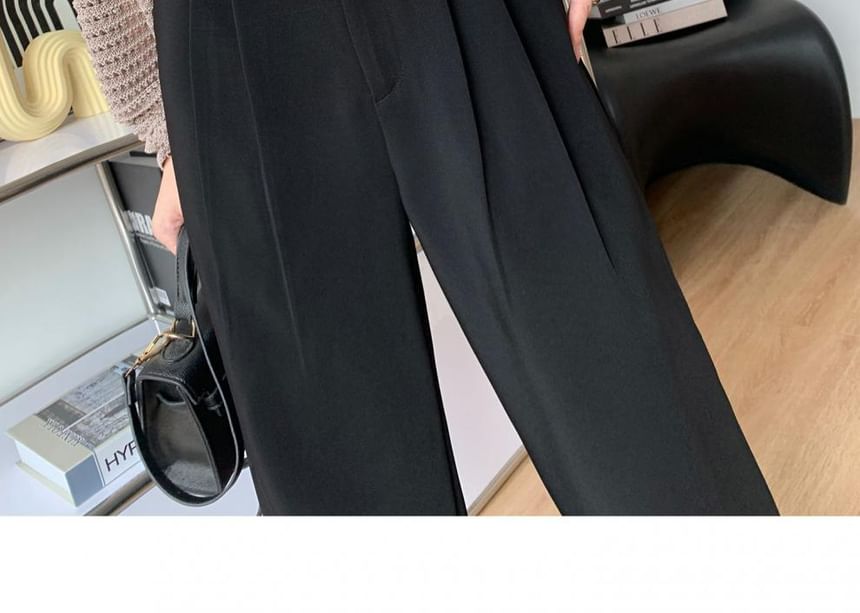 Pleated Pants Wide High Leg Suit Striped Waist FashionChic