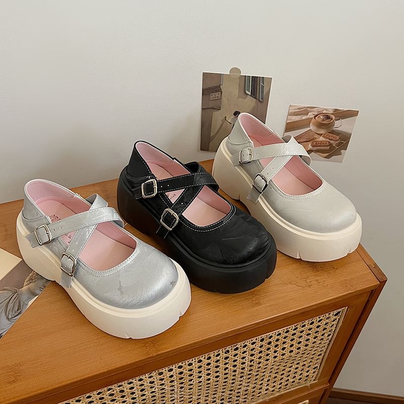 Jane Cross Mary Platform Shoes Strap FashionChic
