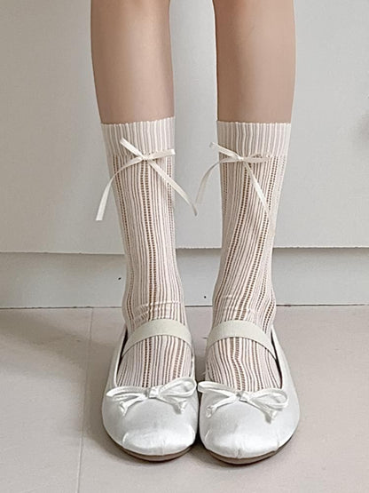 Striped Pointelle Knit Socks / Set SpreePicky