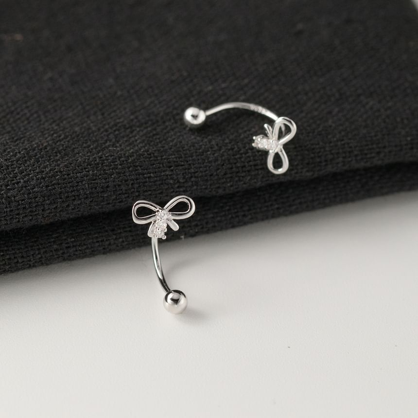 925 Sterling Silver Rhinestone Bow Ear Jacket SpreePicky