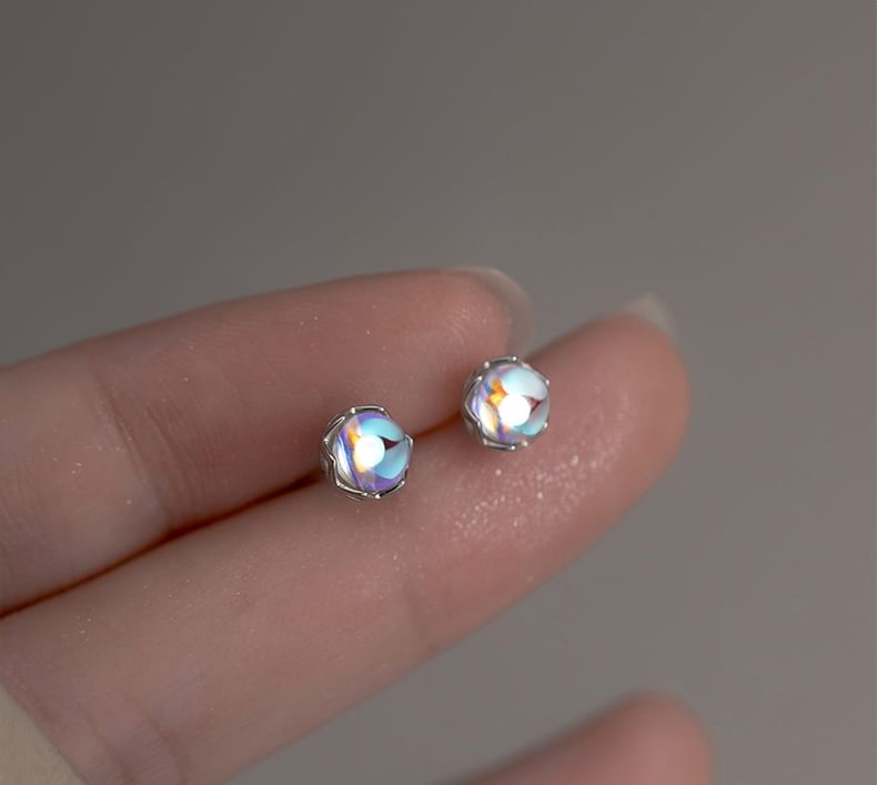 925 Sterling Silver Faux Moonstone Stud Earring SpreePicky