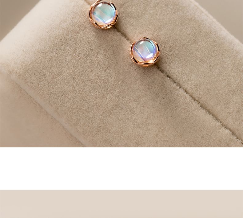 925 Sterling Silver Faux Moonstone Stud Earring SpreePicky