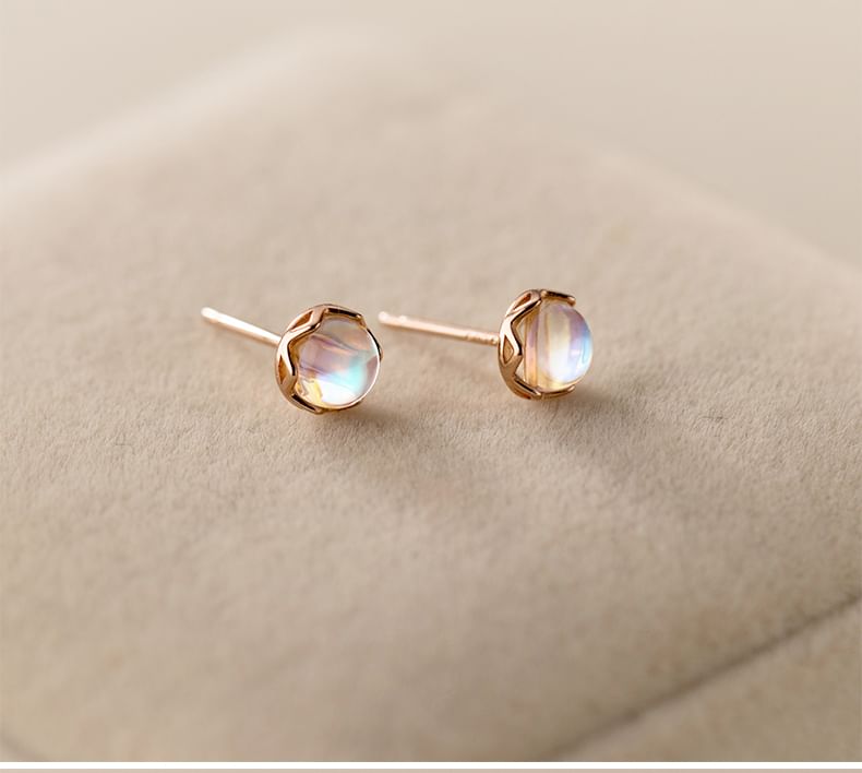 925 Sterling Silver Faux Moonstone Stud Earring SpreePicky