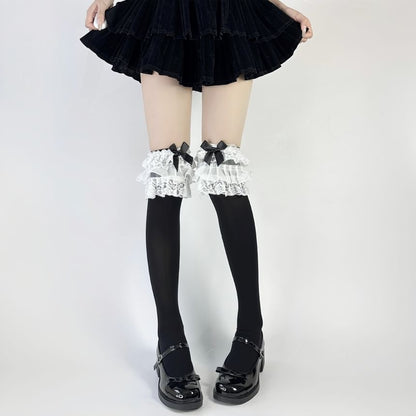 Plain Lace Trim Bow Socks mySite