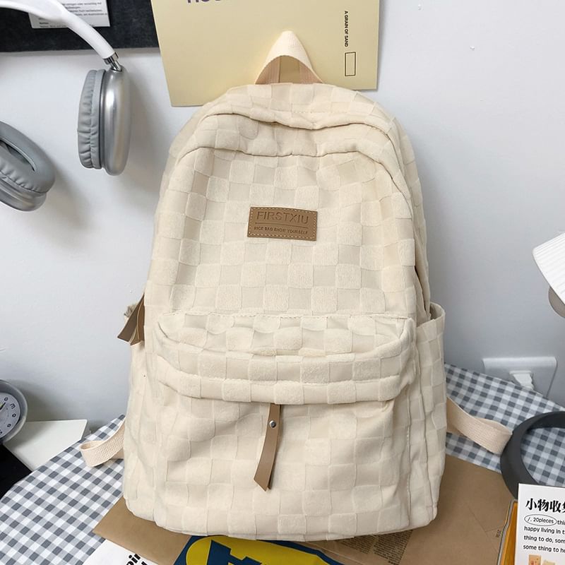 Checked Applique Nylon Backpack SpreePicky