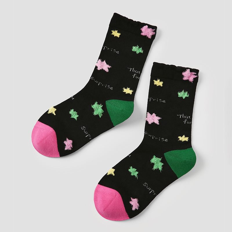 Star Pattern Crew Socks SpreePicky