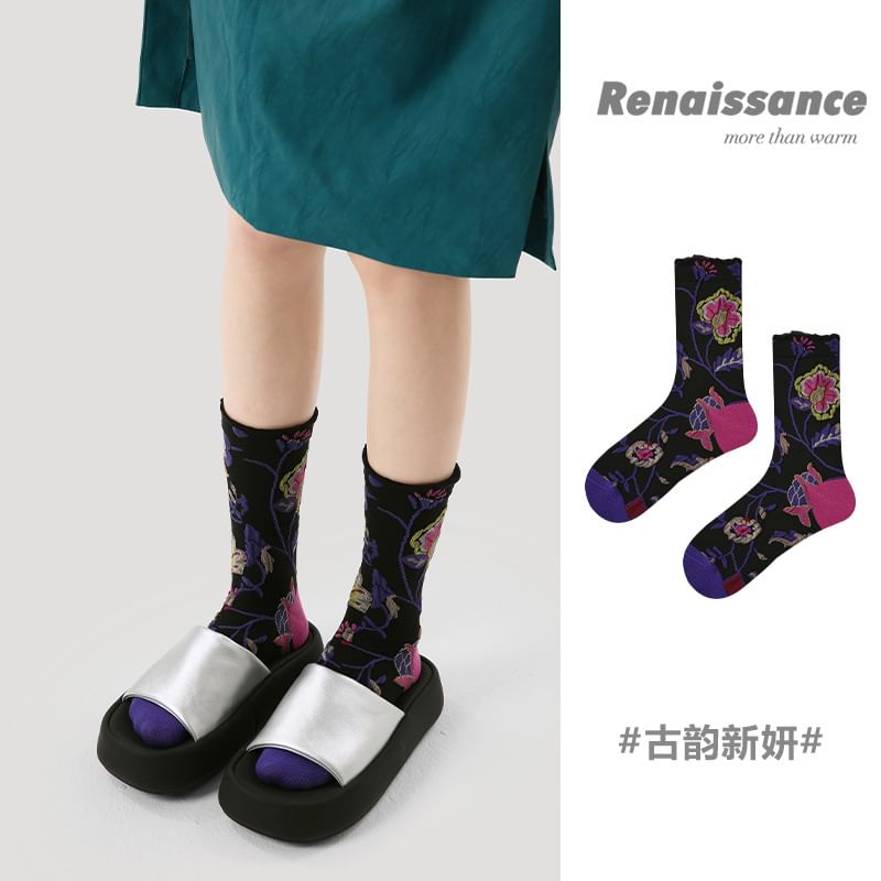 Floral Crew Socks SpreePicky