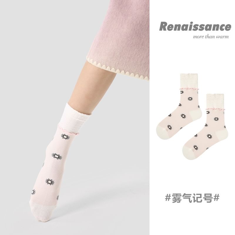 Floral Pattern Crew Socks SpreePicky