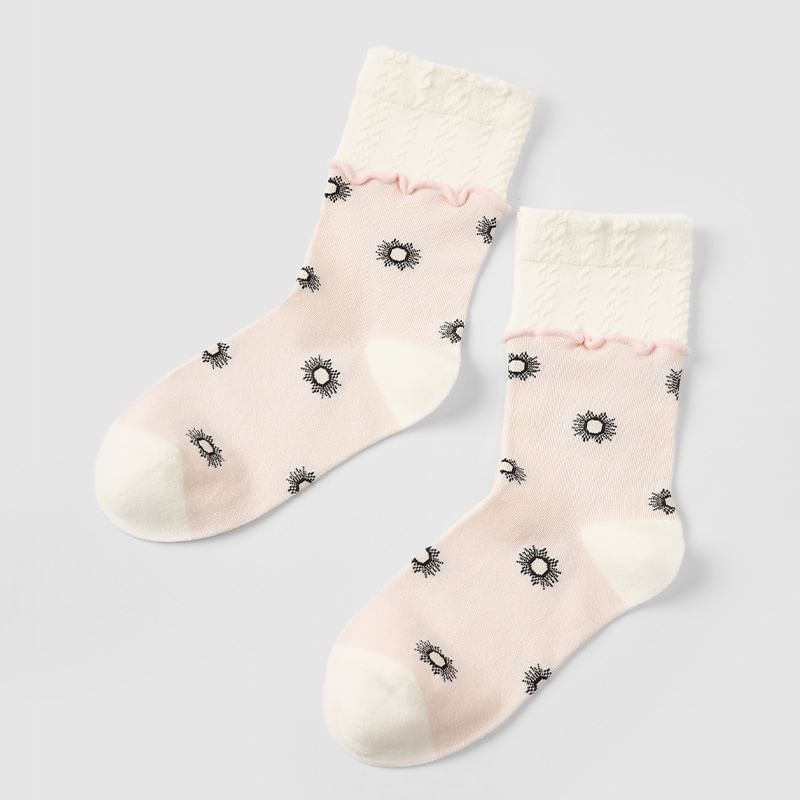 Floral Pattern Crew Socks SpreePicky