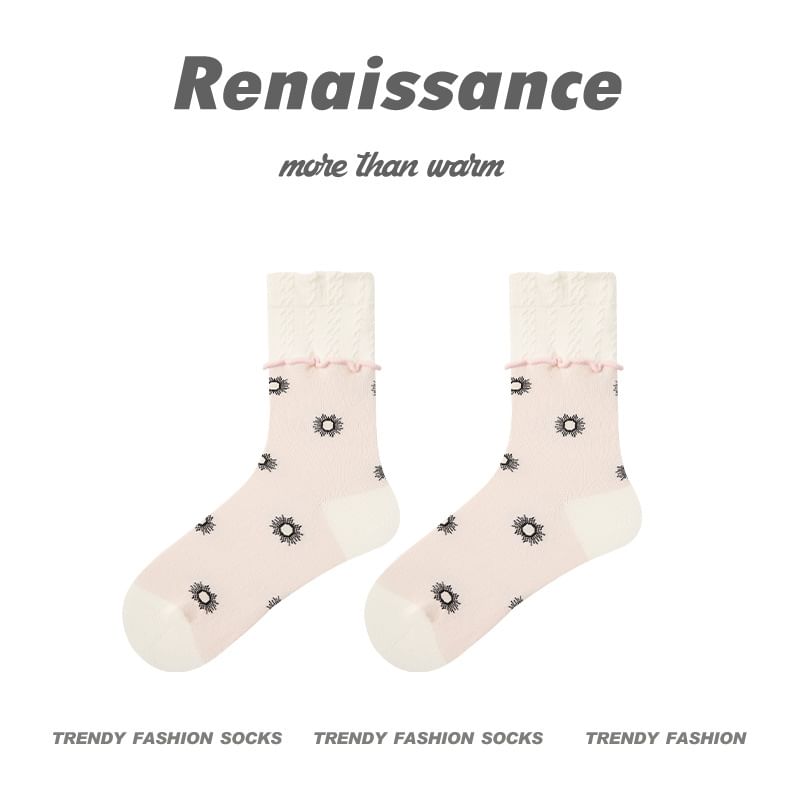 Floral Pattern Crew Socks SpreePicky