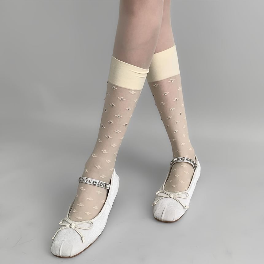 Rhinestone Knee High Socks SpreePicky