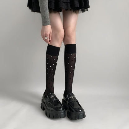 Rhinestone Knee High Socks SpreePicky