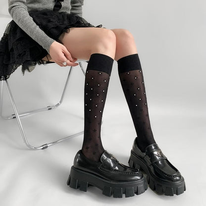 Rhinestone Knee High Socks SpreePicky