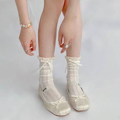 Ruffle Trimmed Knee High Socks Set SpreePicky