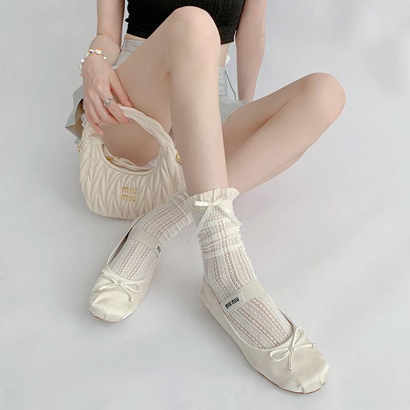 Ruffle Trimmed Knee High Socks Set SpreePicky