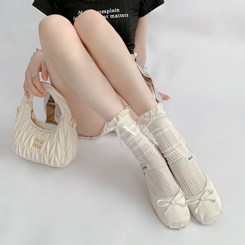 Ruffle Trimmed Knee High Socks Set SpreePicky