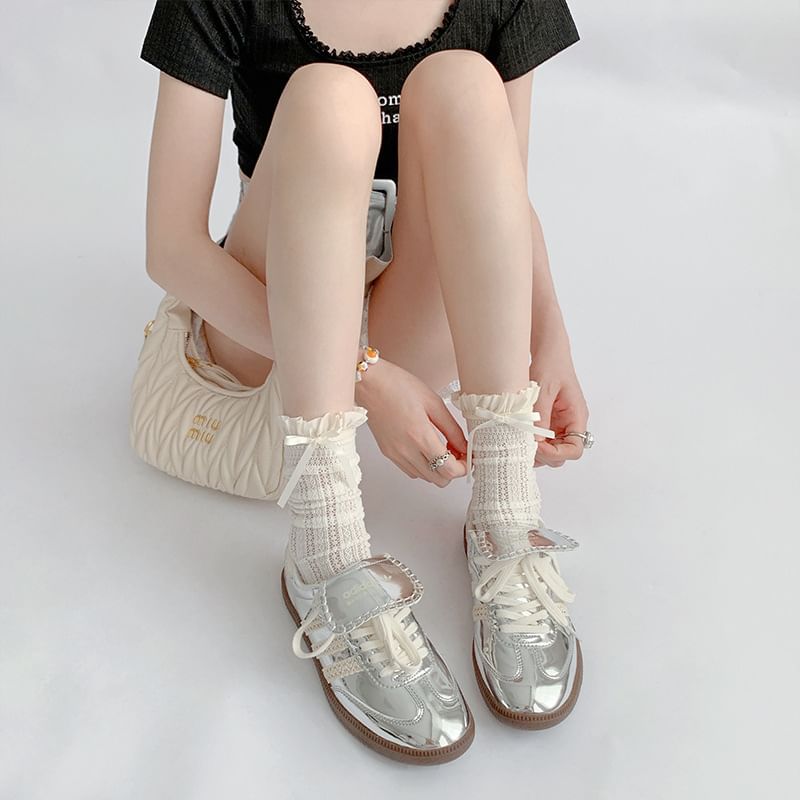 Ruffle Trimmed Knee High Socks Set SpreePicky