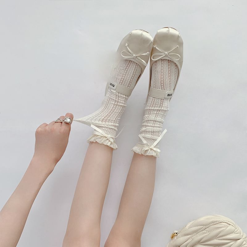 Ruffle Trimmed Knee High Socks Set SpreePicky