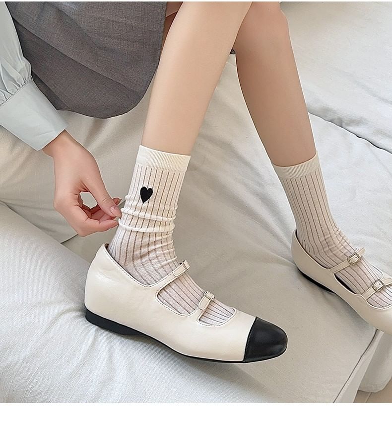 Heart Embroidered Cotton Socks Set SpreePicky