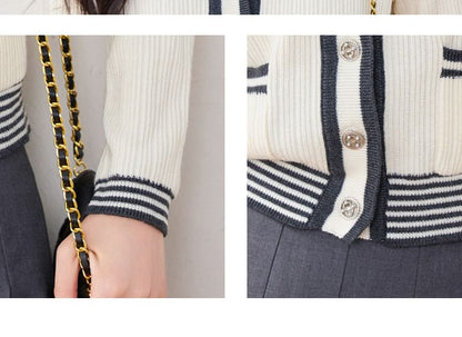 Sailor Collar Striped Cardigan mySite