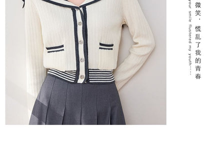 Sailor Collar Striped Cardigan mySite