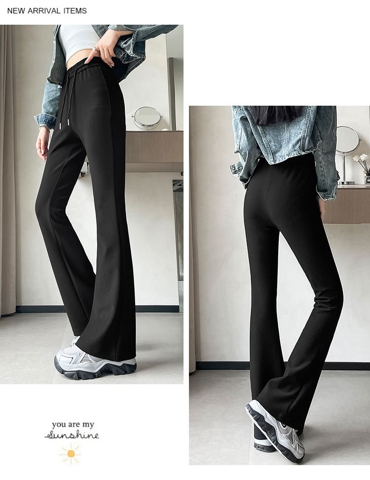 Drawstring Waist Plain Flared Pants (Various Designs) mySite