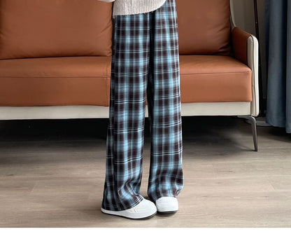 High Rise Plaid Wide Leg Pants (Various Designs) mySite